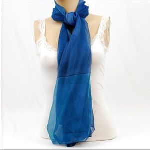 SALVATORE FERRAGAMO Vintage Silk Scarf Blue 70"